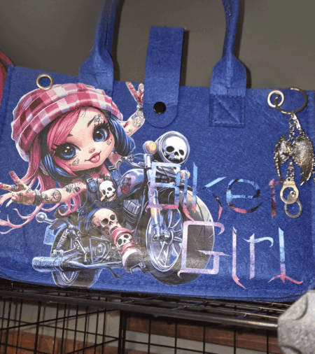 Design Handtaschen aus Filz Biker Girl