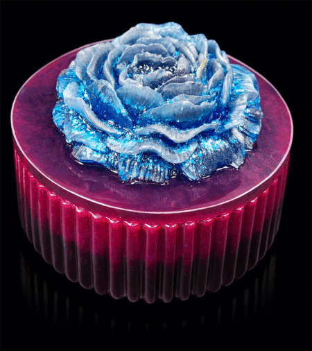 Acryl Dose Blau Pink mit Rosen - Design