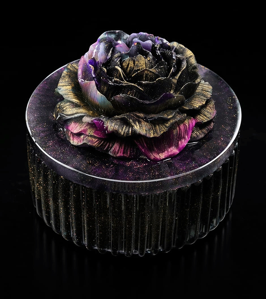 Acryl Dose Schwarz mit Rosen - Design