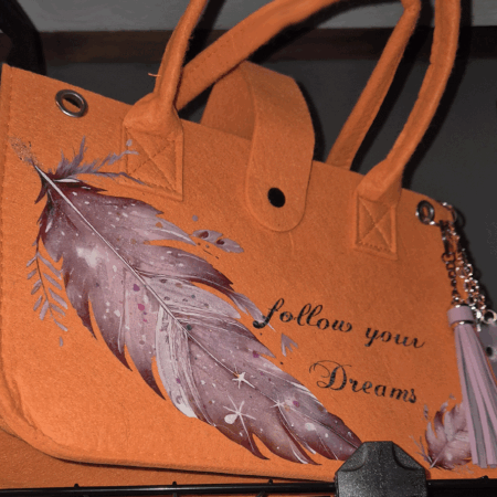 Design Handtaschen aus Filz follow your dreams