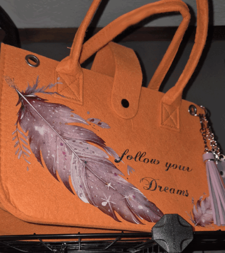 Design Handtaschen aus Filz follow your dreams