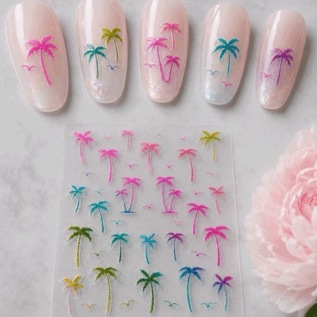 Nagelsticker Palmen hollographisch