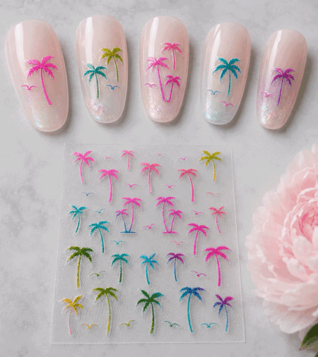 Nagelsticker Palmen hollographisch
