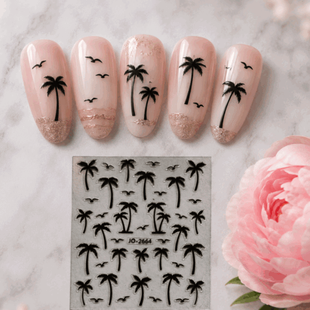 Nagelsticker Palmen schwarz