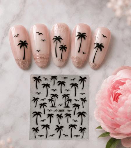Nagelsticker Palmen schwarz