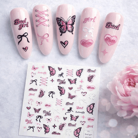 Nagelsticker 6D Pink Butterfly