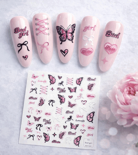 Nagelsticker 6D Pink Butterfly