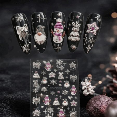Nagelsticker 5D Pink Snowman
