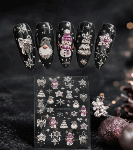 Nagelsticker 5D Pink Snowman