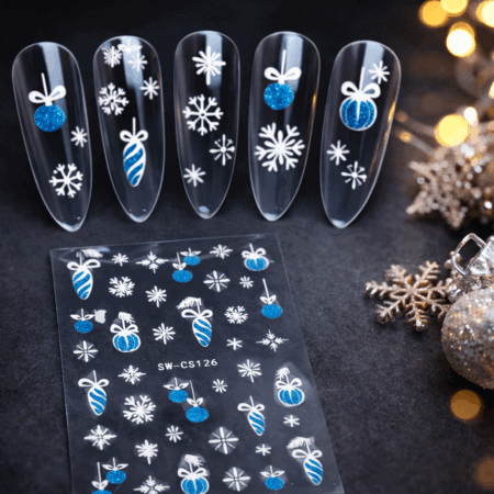 Nagelsticker 3D Weihnachtskugel blau