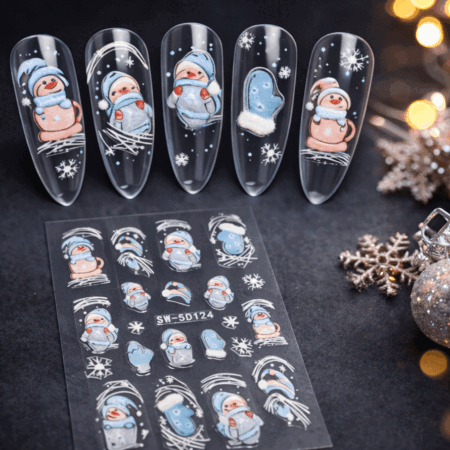 Nagelsticker 5D Blue Snowman
