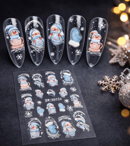 Nagelsticker 5D Blue Snowman