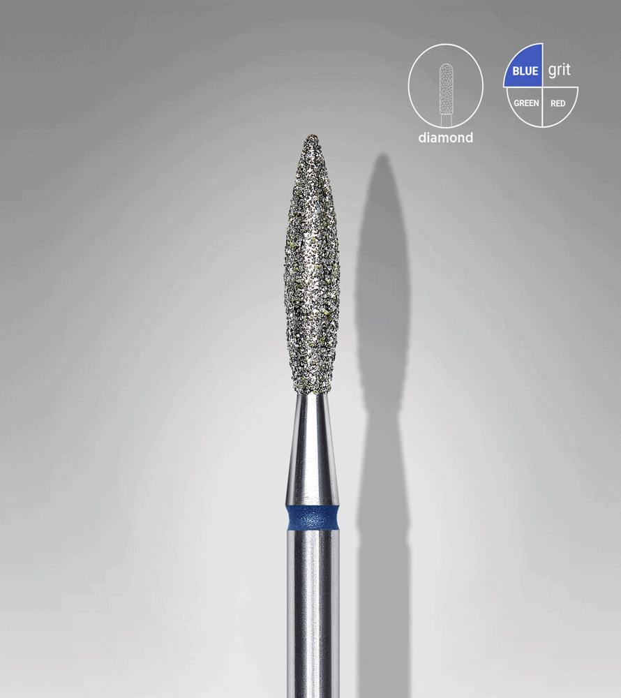 Diamond nail drill bit flame blue EXPERT head diameter 2,3 mm
