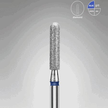 Staleks Expert Diamantfräser Abgerundeter Zylinder" blau, Durchmesser 2,5 mm, Arbeitsteil 10 mm
