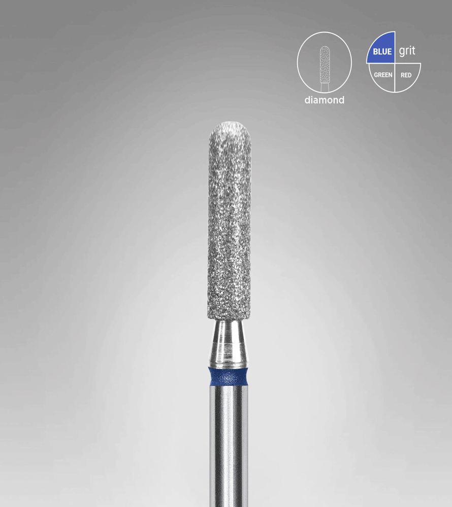 Staleks Expert Diamantfräser Abgerundeter Zylinder" blau, Durchmesser 2,5 mm, Arbeitsteil 10 mm