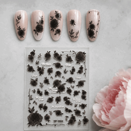 Nagelsticker Roses black