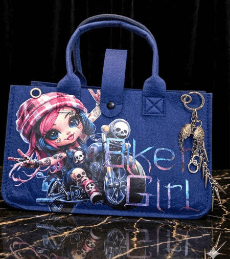 Design Handtaschen aus Filz Biker Girl