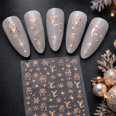 Nagelsticker 3D Weihnachtsdesign Rose Gold