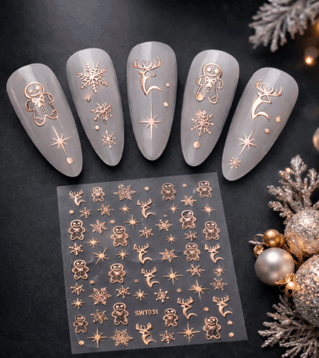 Nagelsticker 3D Weihnachtsdesign Rose Gold